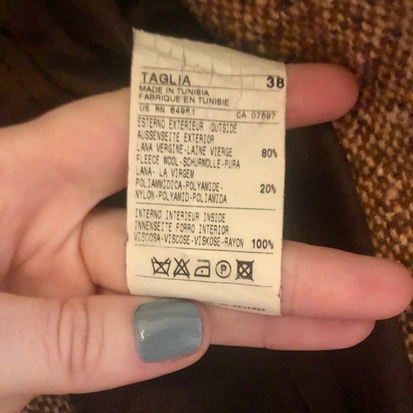 Vintage Tweed Benetton Topper Coat Sz 38 - Picture 5 of 6